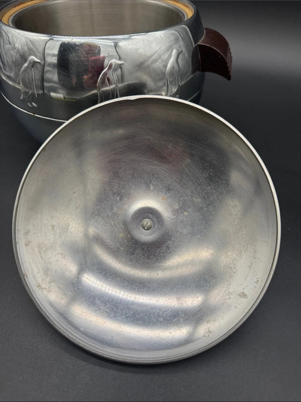 WEST BEND Penguin Hot Cold Chrome Ice Bucket Server Vintage